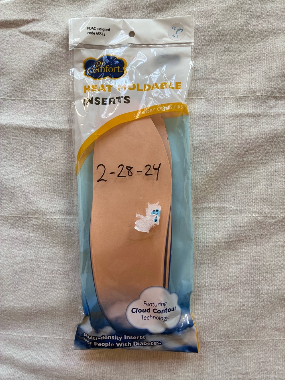Dr. Comfort Heat Moldable Shoe Diabetic Inserts Women’s 8.5 Multi Density Cloud